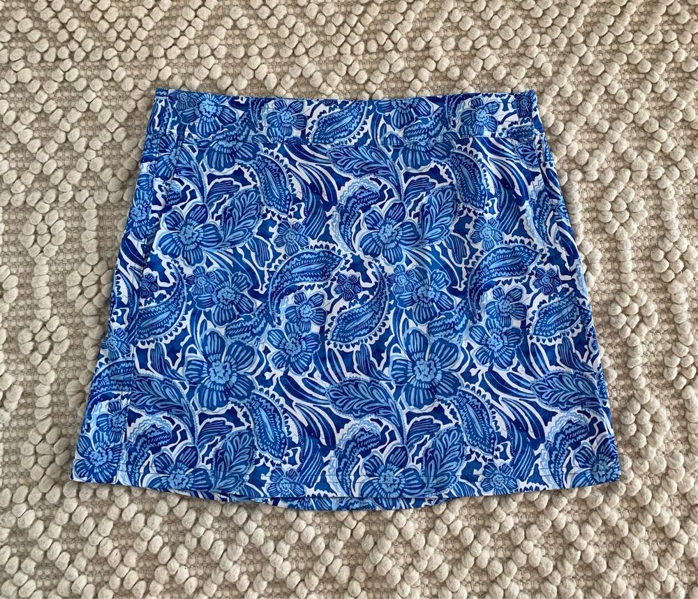 RipSkirt Hawaii Wrap Adjustable Skirt Size Medium Blue Paisley Print